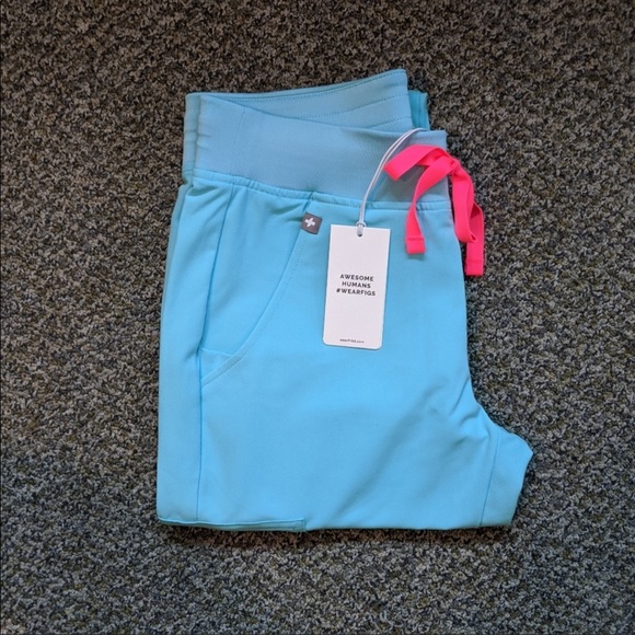 NWT FIGS Zamora Joggers Scrub Pants in Neon Blue - Picture 6 of 13